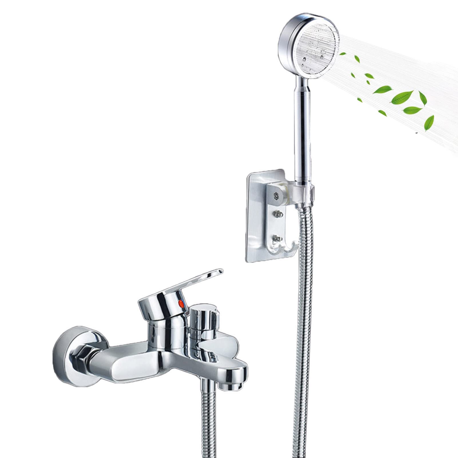 WXPGFEQ Shower System Bathroom Dual-Function Shower Faucet Set with Handheld Mixer Shower Combo Wall Mounted Shower Trim Kit with Valve, Chrome