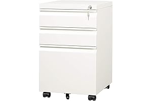 DEVAISE Mobile Filing Cabinet with 3 Drawers for Letter and Standard Sizes, White