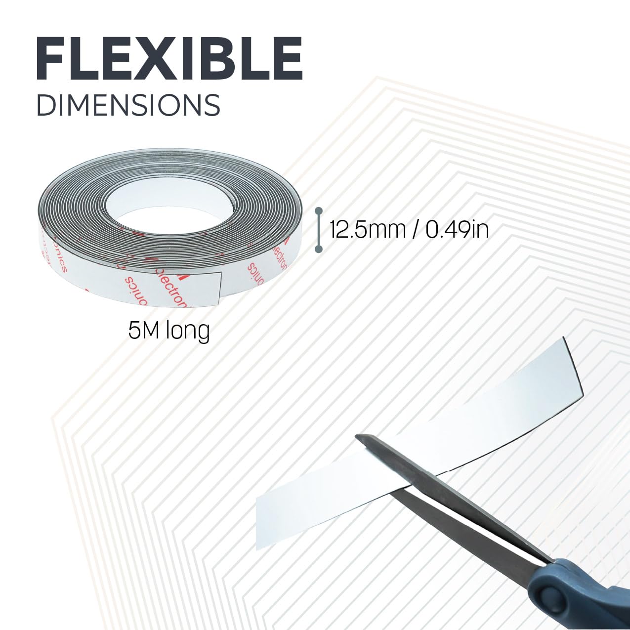 Ferroflex® 12,5mm Largo 3 M Di Autoadesiva E Lucida Striscia Ferrosa Bianca Per Pareti, Ufficio, Casa E Creazione Di Magneti Di Superfici Istantanei Attiveranno A 5 Metri Di Lunghezza