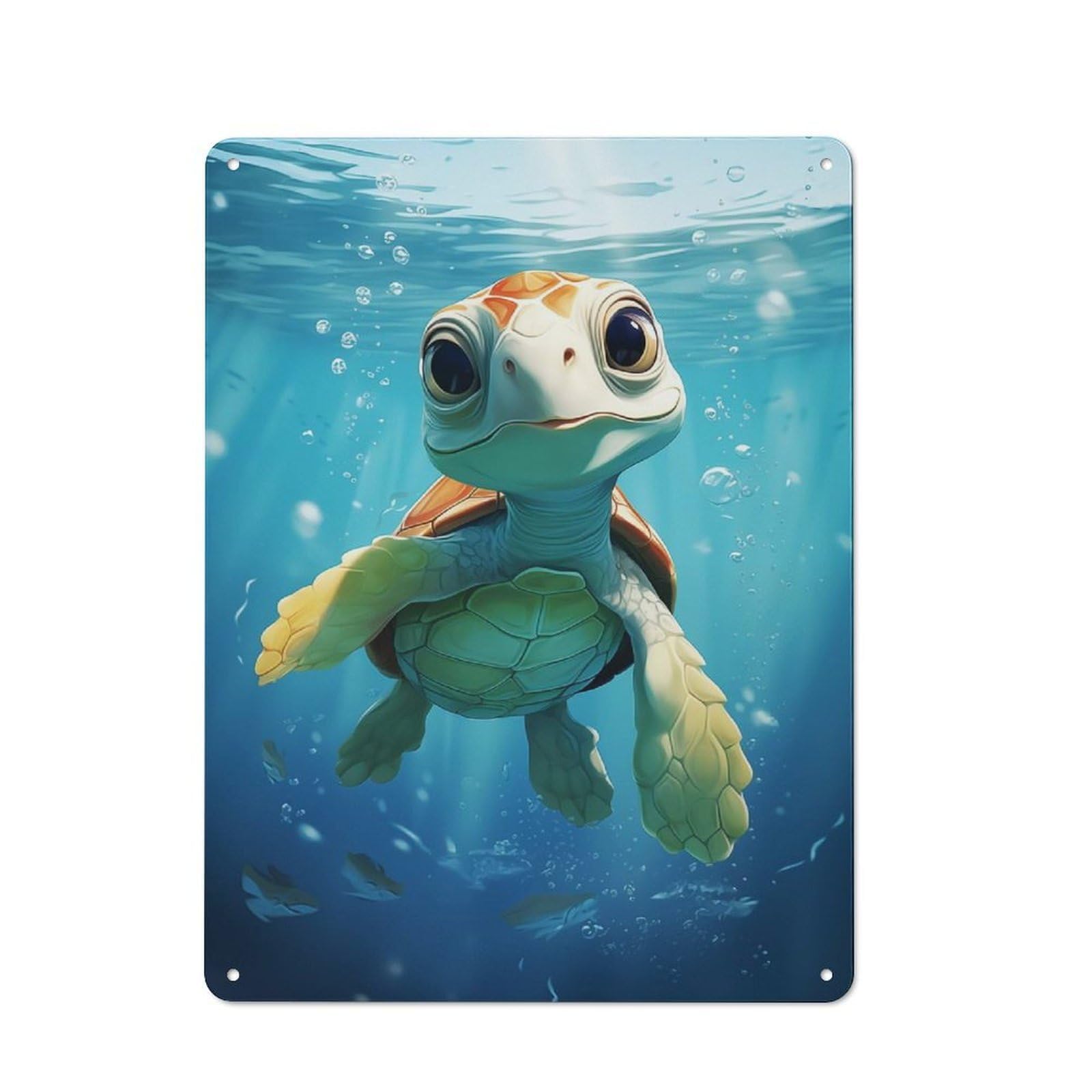 Junmoney Cute Sea Turtle For Garden Room Or Summerhouse, Rustic Tin Sign 40X30cm, Wall Decor For Garden Rooms And Summerhouses