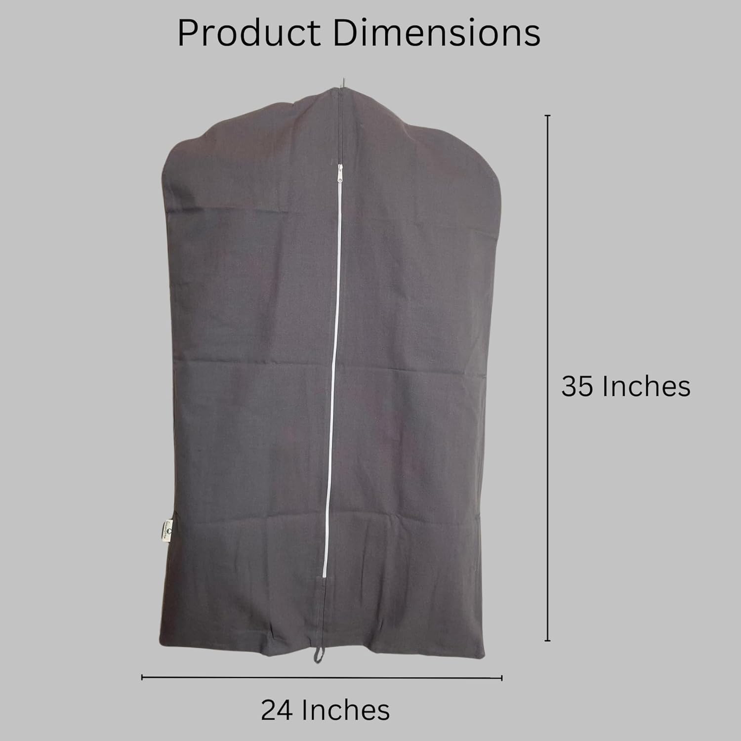 Premium 100% Cotton Garment Bags – 35" Gray Canvas Suit Cover with YKK Zipper – Breathable, Dust-Proof Storage for Suits, Coats, Dresses, Jackets & Travel/Closet Use