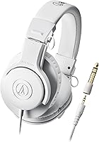 Audio-Technica ATH-M20xWH White Professional Studio Monitor Headphones - Closed-Back Over-Ear with 40mm Drivers & Superior Isolation