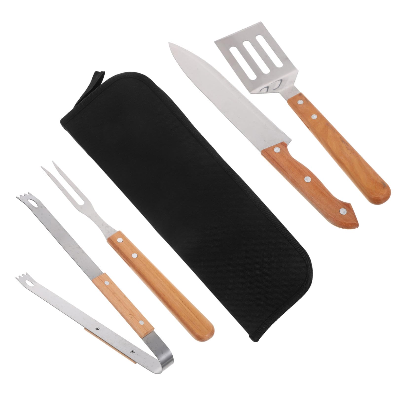 SUPVOX Spatule Barbecue Acier Inoxydable Ustensiles avec Housse De Transport Outil pour Grillades Extérieures Camping Et Pique-