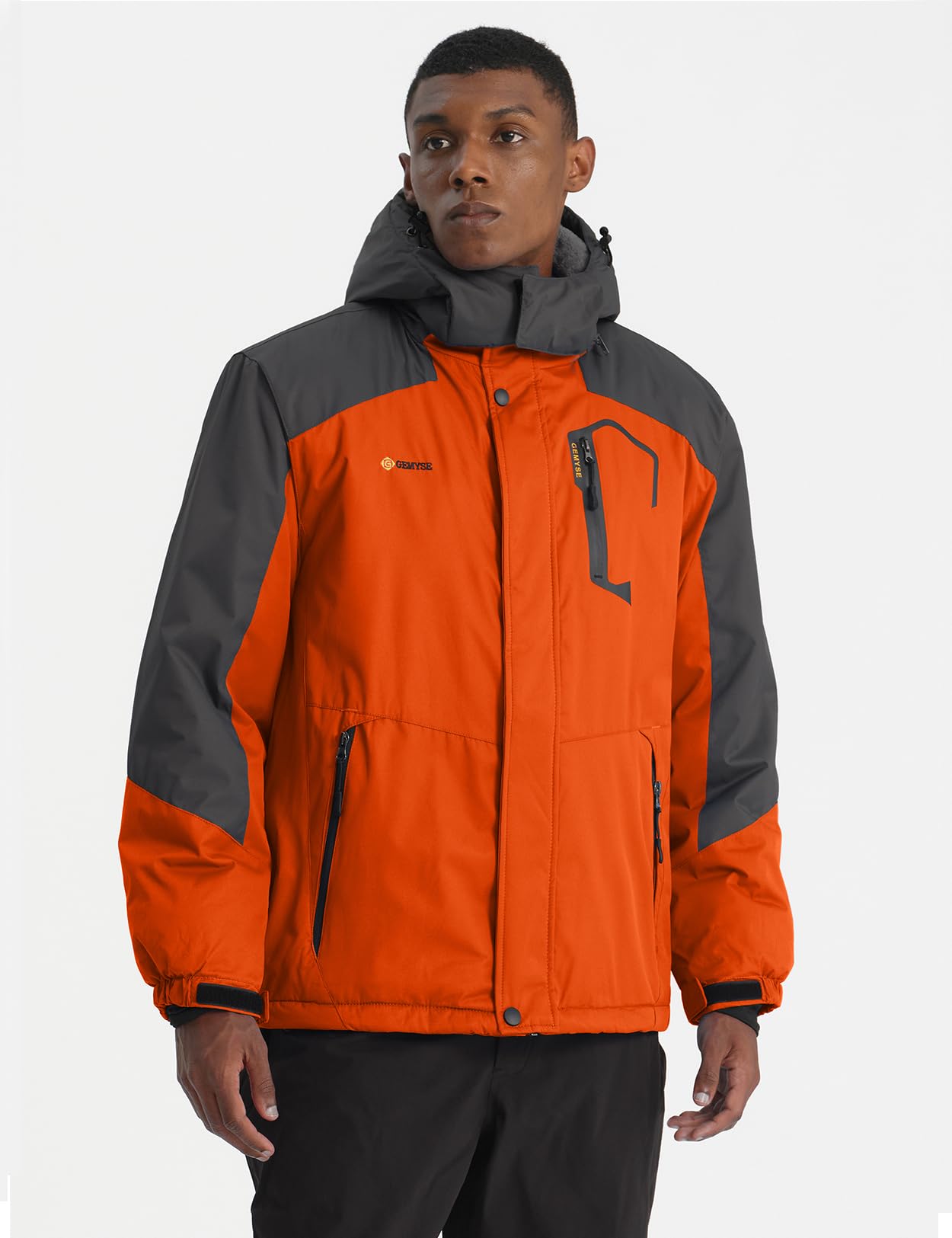 GEMYSE Uomo Giacca da Sci impermeabile montagna Giacche Pile invernale antivento Cappotto con Cappuccio