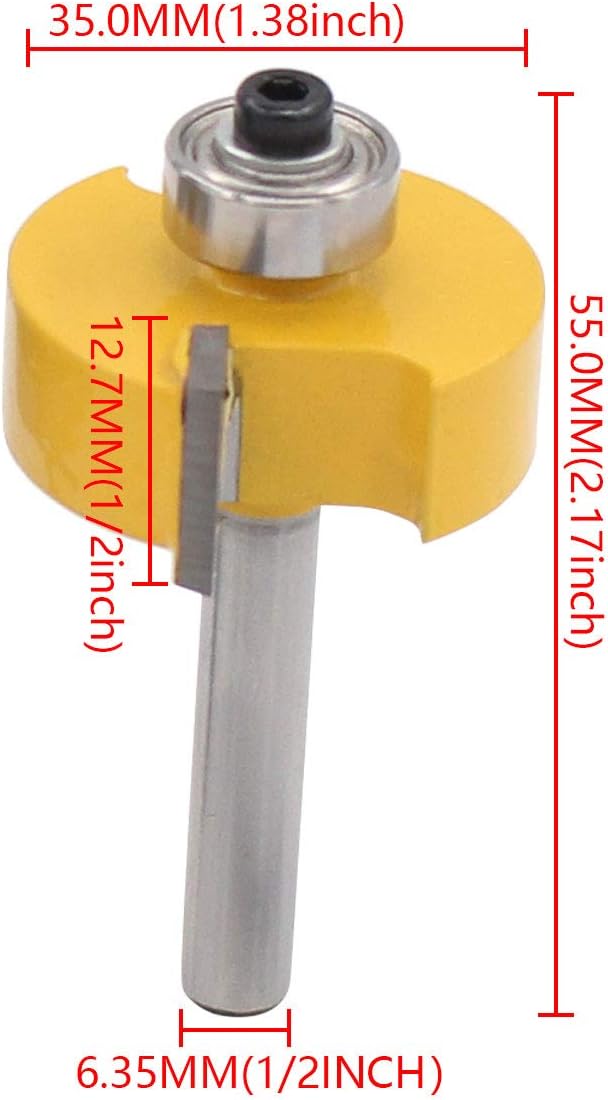 Free Shipping Offer XtremeAmazing 1/4 Inch Shank Rabbet Router Bit with 6Pcs Adjustable Bearings Set 1/8, 1/4, 5/16, 3/8, 7/16, 1/2 Inch