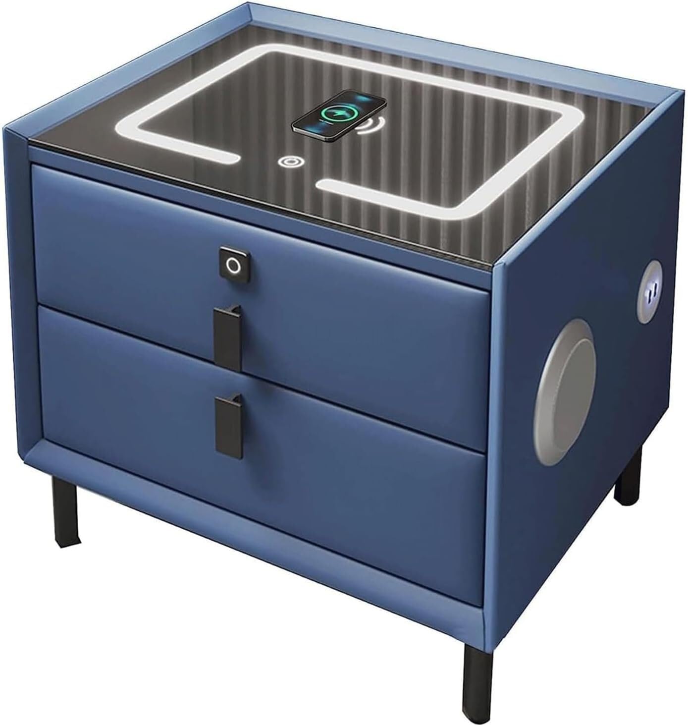 Table de chevet intelligente avec recharge sans fil et LED pour chambre moderne