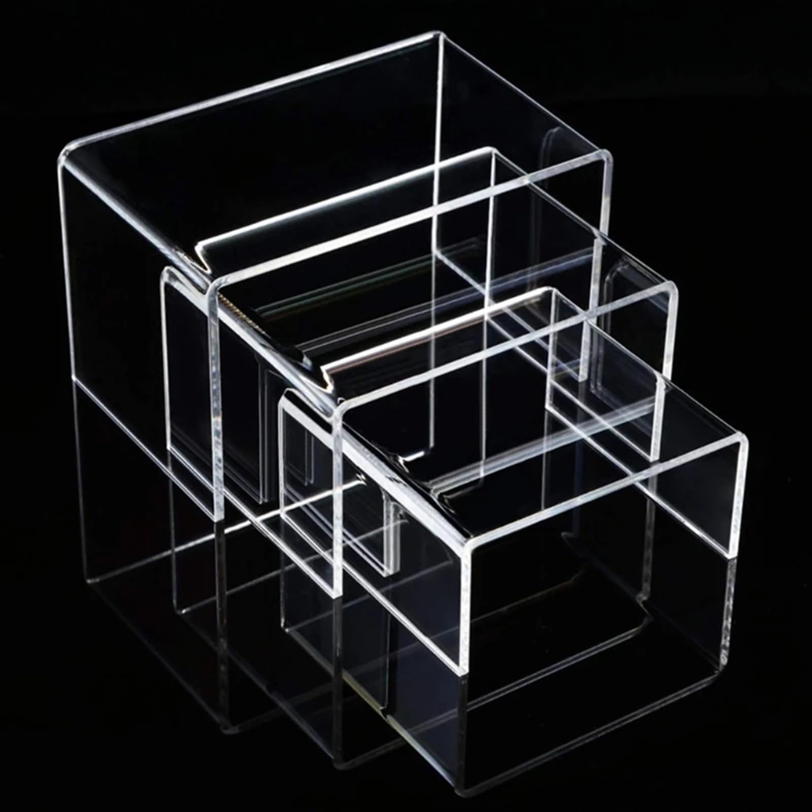 Estante de exhibición Transparente con 3 escalones de tamaño for exhibidores de Figuras, envío Directo para Buffet