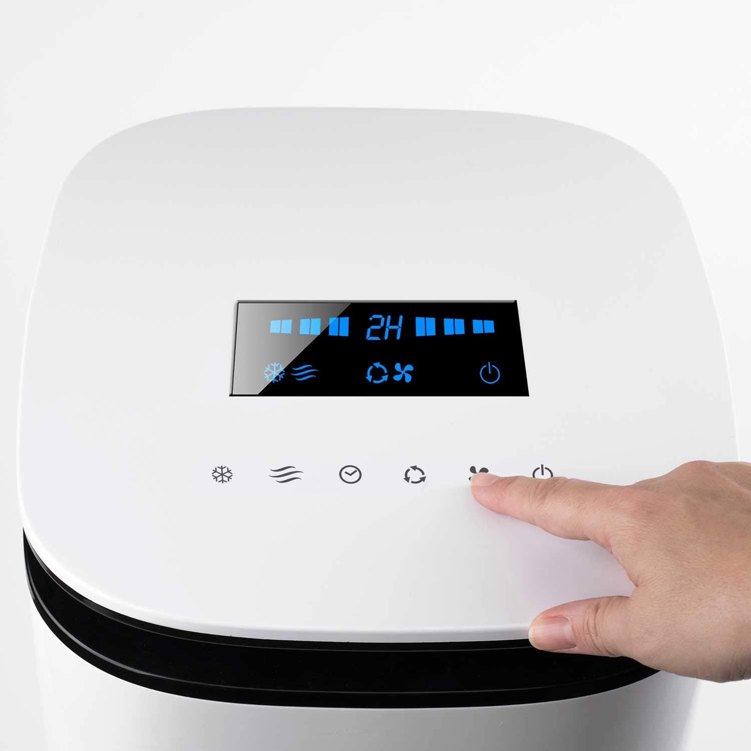 Close-up of the control panel on the BLACK+DECKER BXAC7E Evaporative Air Cooler