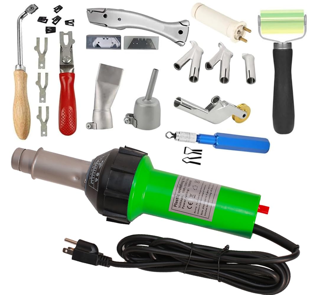 Beyondlife 1600W Hot Air Plastic Welder Heat Gun PVC Vinyl Flooring Welding Tool Hot Gas Pistol Kit, with Various Welding Accessories