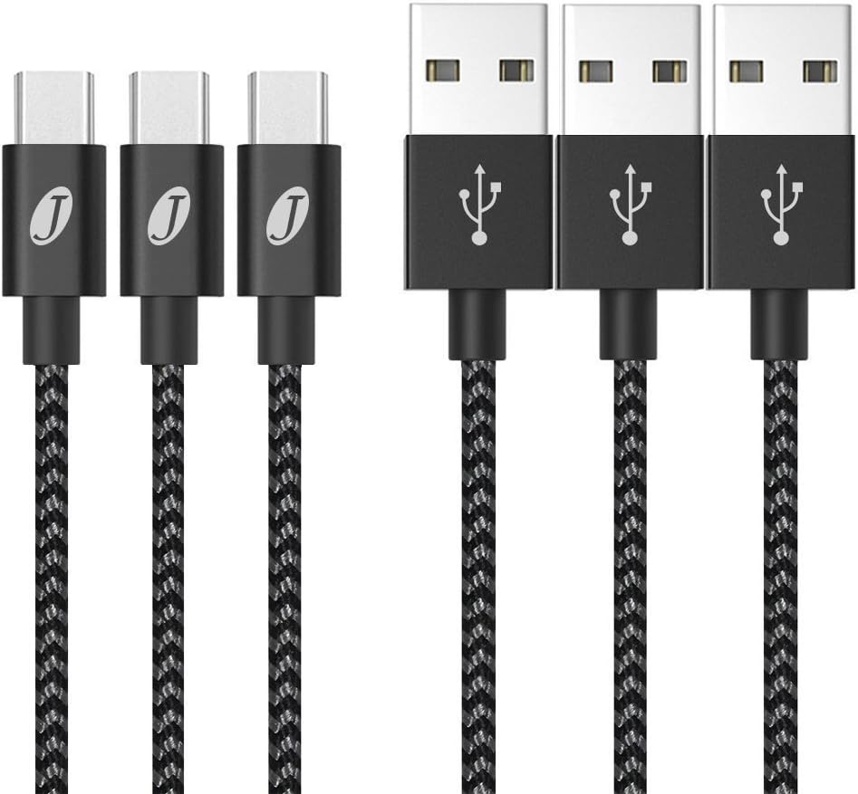 [3 Pack 1m] Type C Cable, Jecent 3.3ft Nylon Braided USB C Charger Cable Fast Charging Cord for Samsung S8/S8+, LG G5/G6, Nexus 5X/6P, Onplus 2/3T, Sony Xperia XZ, Huawei P9, Nokia N1 (Sliver Black)