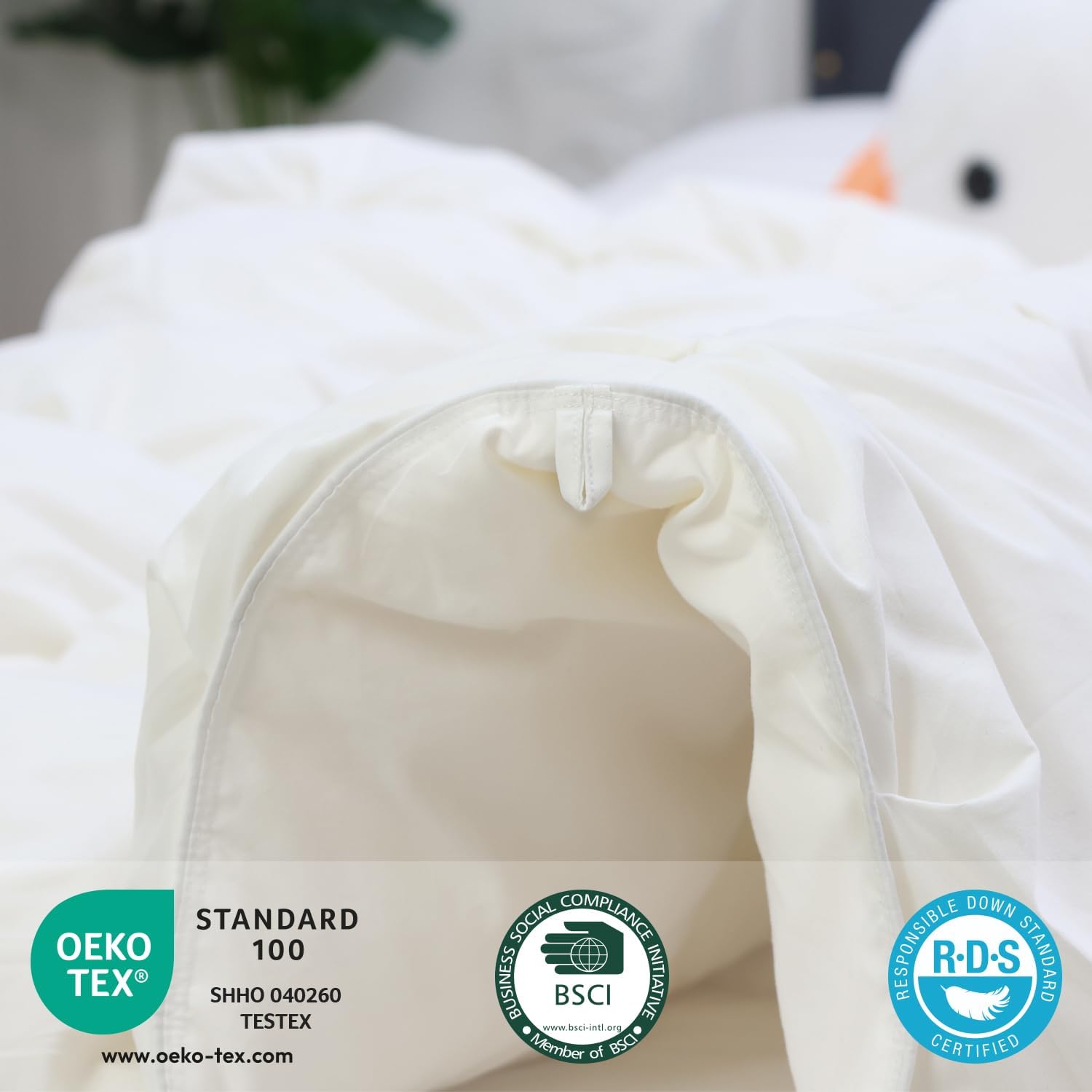 zzlamb Toddler Comforter Pinch Pleat Down Throw Blanket,Warm Crib Comforter Baby Quilt Small Duvet Insert for Kids,Light Soft Noiseless Cotton-Blended Down Proof Shell Machine Washable,White 41x48in - Image 6