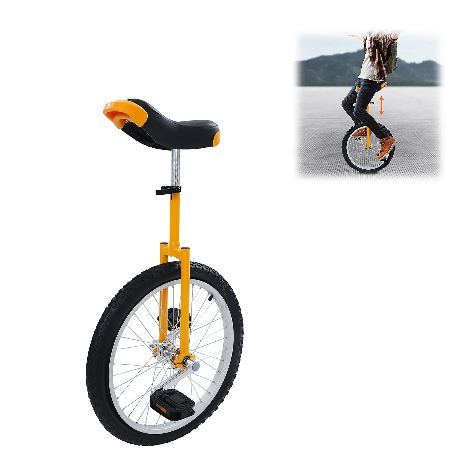 Einrad 20 Zoll Gleichgewichtstrainingeinrad für 1,55–1,75m Kinder & Erwachsen Höhenverstellbar Einrad mit Ergonomischer Sattel Upgrade Einrads für Anfänger und Profis Unisex