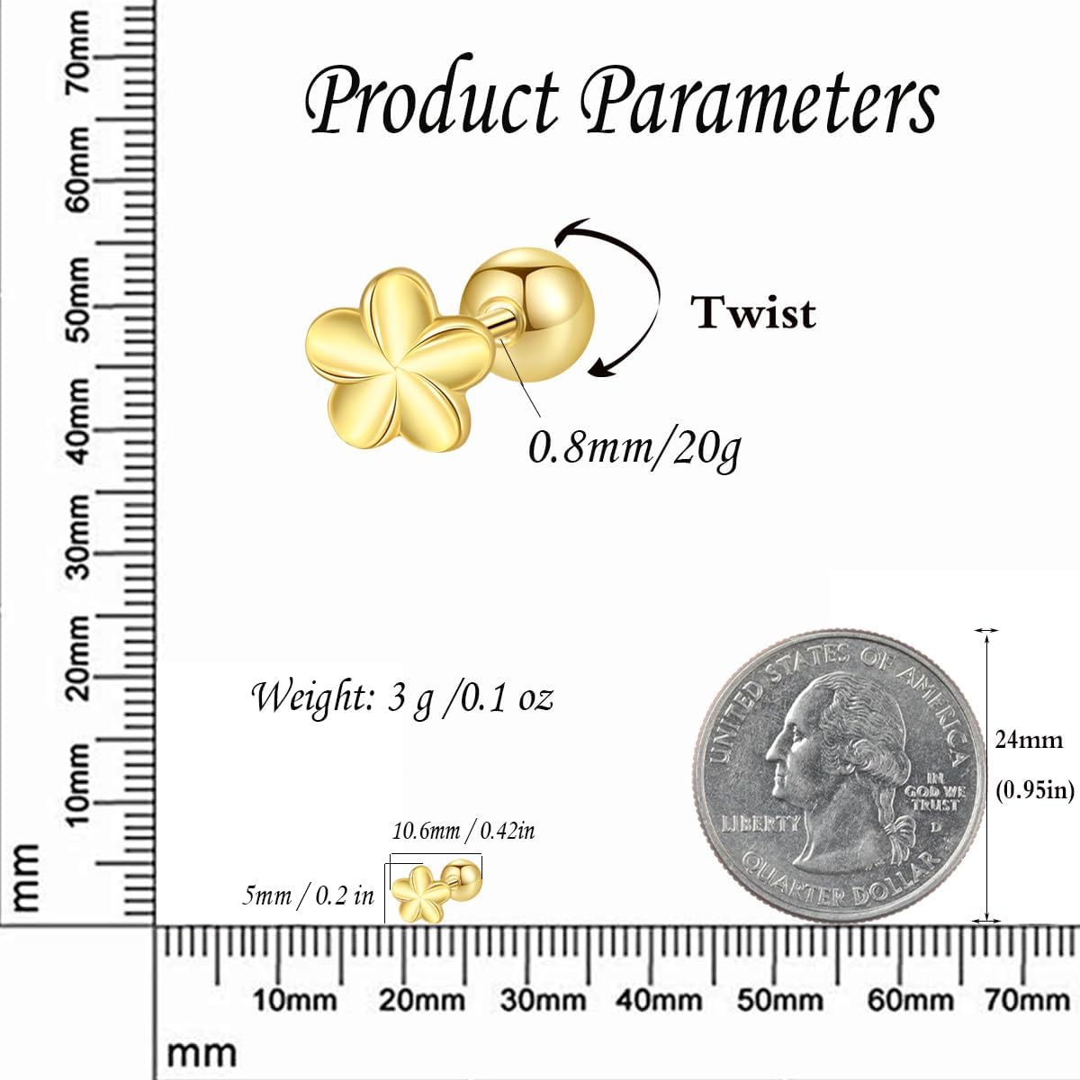 20G Tiny Cute Flower Earrings for Women 925 Sterling Silver Small Ball Screw Back Stud Cartilage Tragus Post Minimalist Floral Dainty Birthday Jewelry for Mother - Image 5