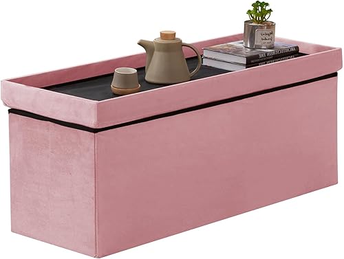 Miniatura 95 de BRIAN & DANY Banco otomano plegable de almacenamiento, otomana con almacenamiento, reposapiés, asiento para dormitorio, sala de estar, entrada,