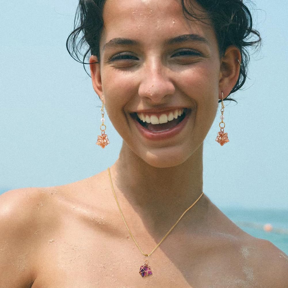 SUPERFINDINGS 40Pcs 5 Colors Wire Wrapped Star Pendants Electroplate Glass Charms Crystal Dangle Charms With Golden Hoop for DIY Necklace Jewelry Making,Hole:3.5mm - Image 6