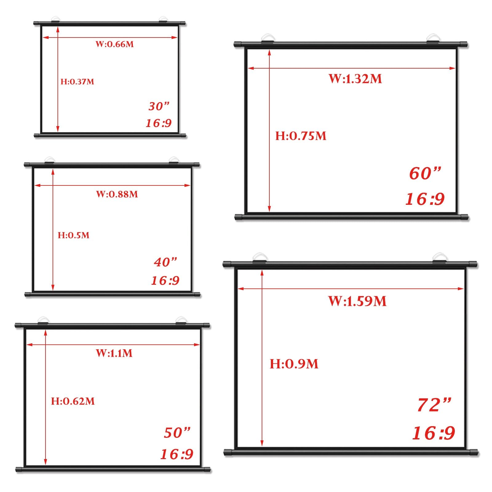 Schermo di proiezione 4K HD da parete, tenda da appendere, leggera e senza pieghe, per uso interno ed esterno, ideale per campeggio, feste, home theater e uffici
