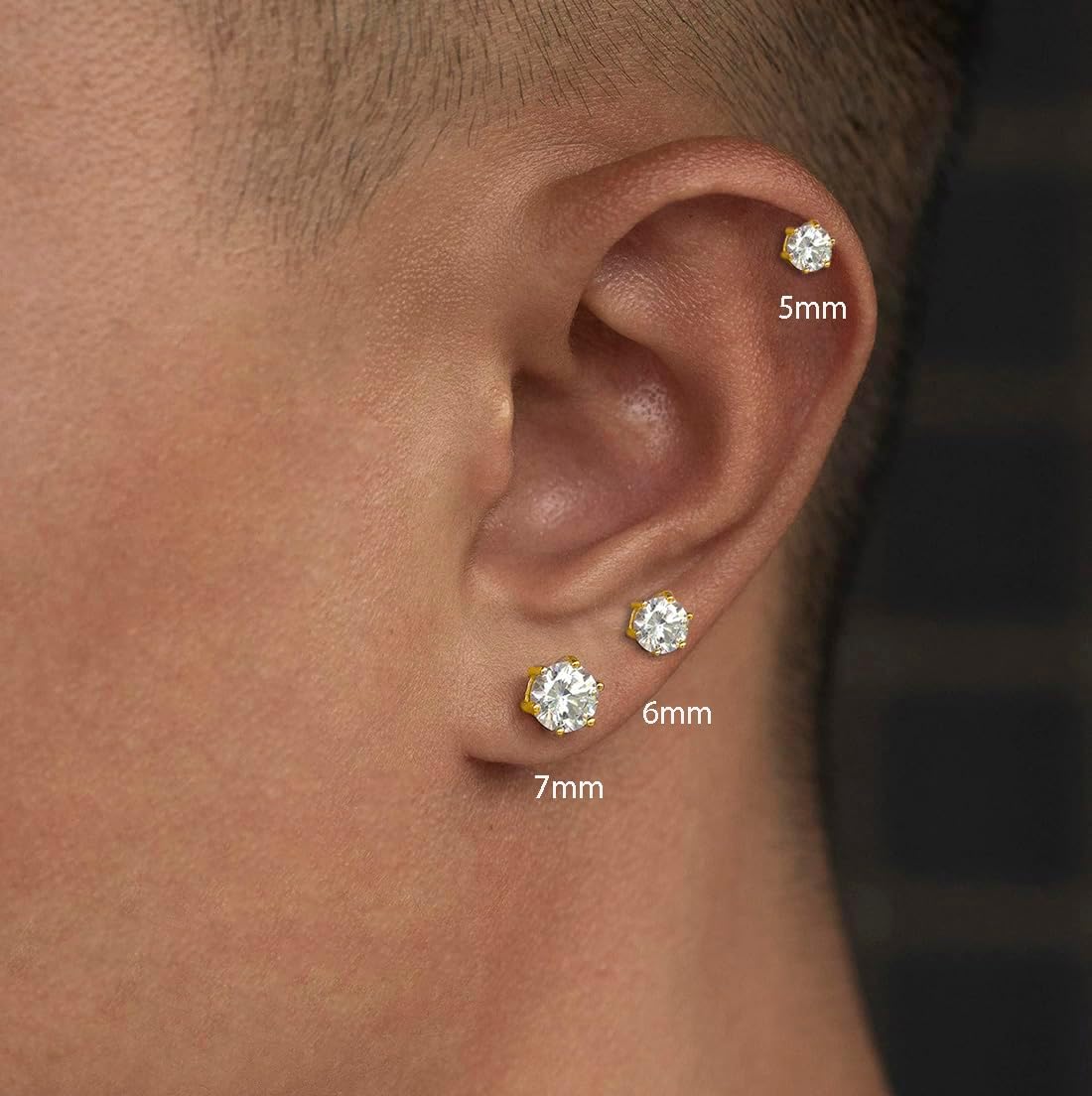 SLUYNZ Solid 925 Sterling Silver Sparkling Cubic Zirconia Stud Earrings for Women Teens Round CZ Stud Earrings 5MM/6MM/7MM Simulated Diamond Studs - Image 3