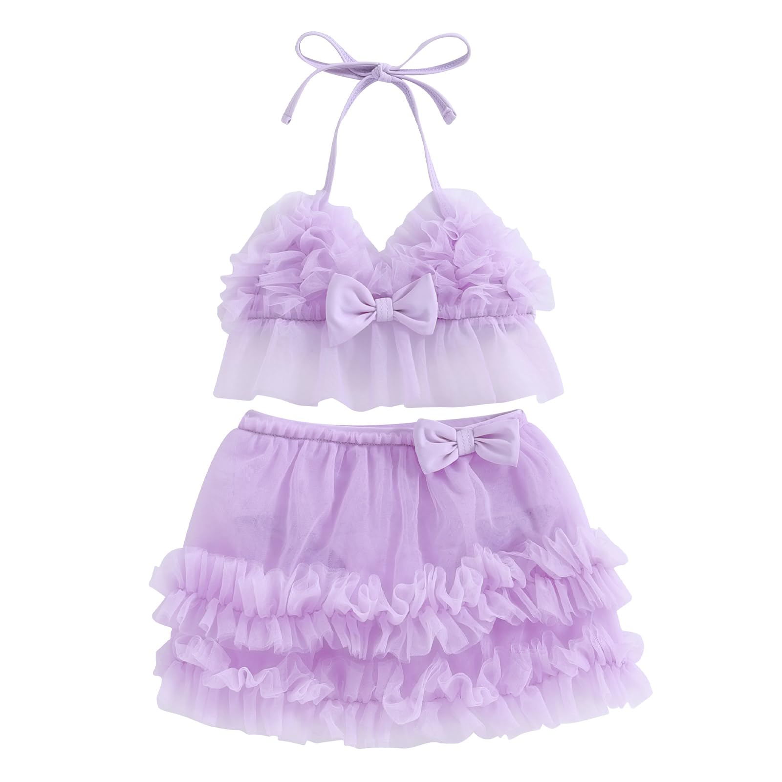 Yccutest Infant Baby Girl Flower Swimsuit 3Pcs Halter Triangle Tops Ruffle Bottoms Sun Hat Bikini Set Bathing Suit Swimwear