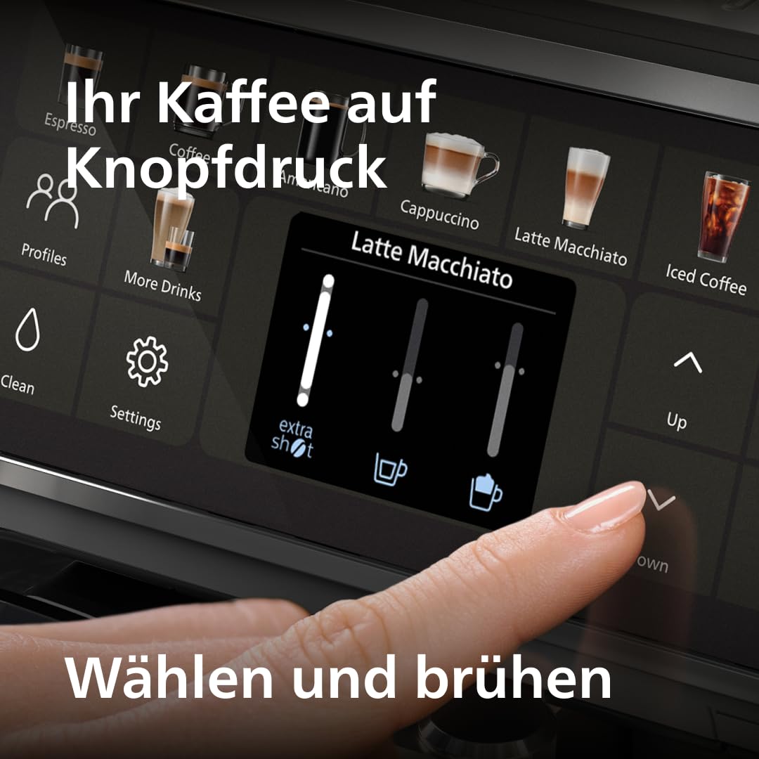 Philips Serie 5500 Kaffeevollautomat – LatteGo Milchsystem, 20 heiße und kalte Kaffeespezialitäten, 40% leiser mit SilentBrew, QuickStart, Schwarz/Grau (EP5544/50) - 5