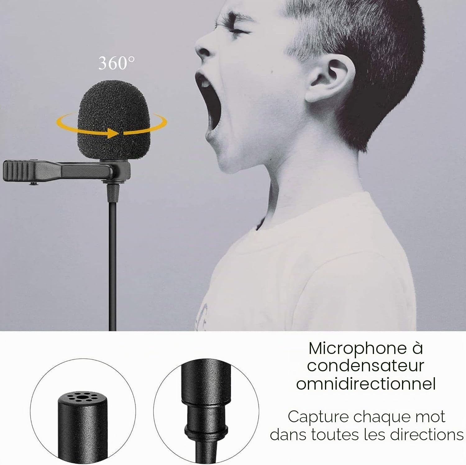 BOYA–Micro Cravate by-M1 pour Smartphones et appareils Photo de Canon/Nikon, Noir