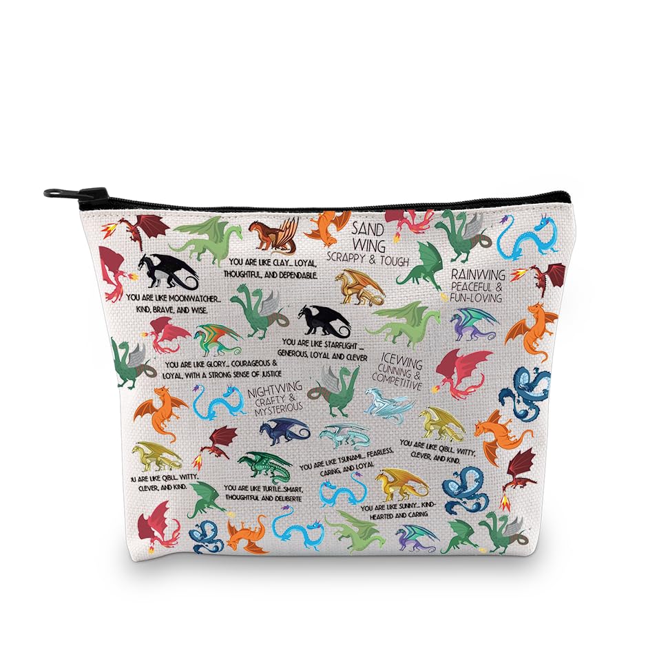 PXTIDY Dragon Novel Book Lover Gift Dragon Makeup Bag for Dragons Lovers Manga Series Tribes Novel Cosmetic Bag