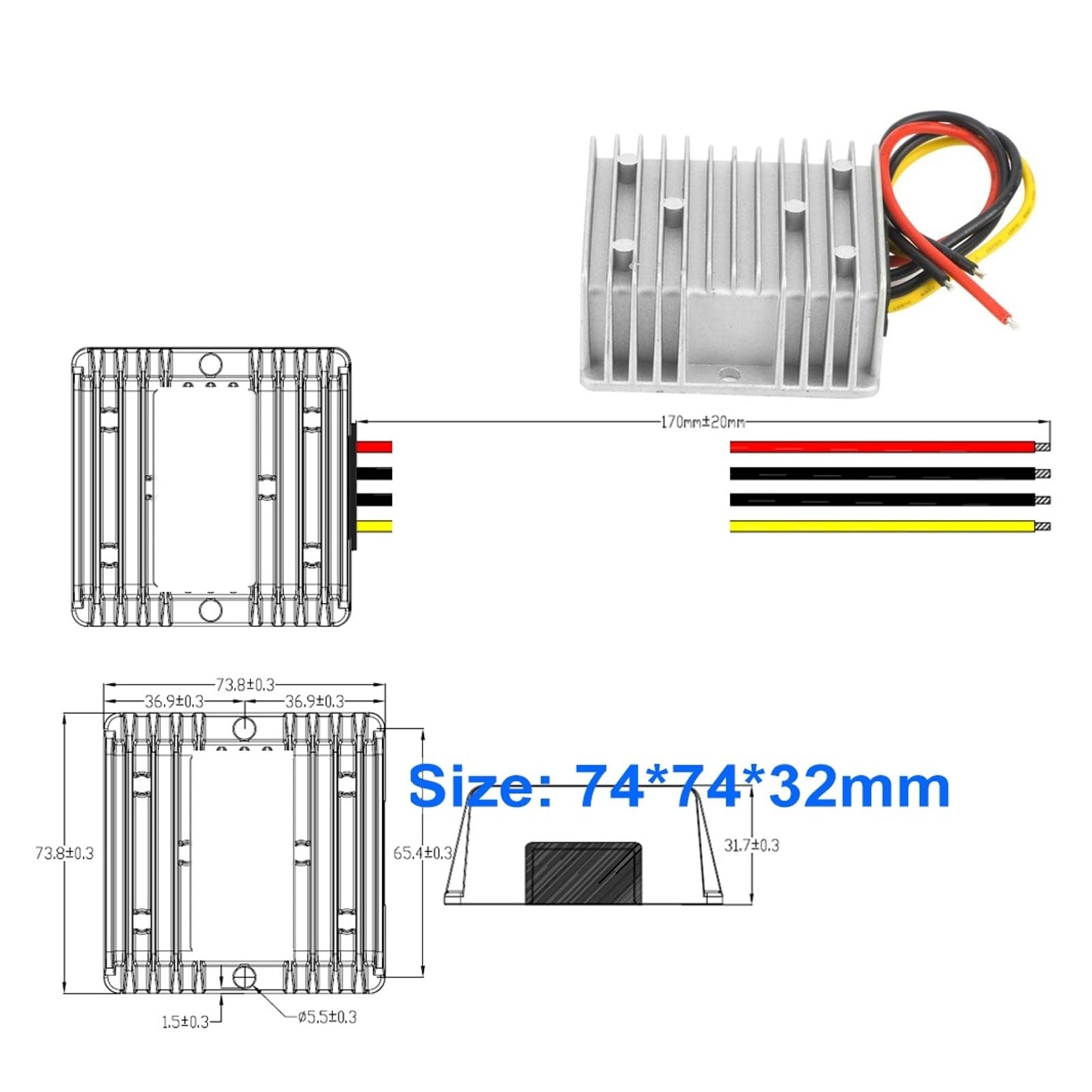 48V(32-60V) a 12V 10A/15A/20A, convertidor Reductor CC CC, módulo Reductor de Voltaje de 240W(20A)
