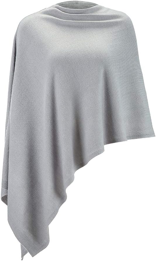 grey women poncho shawl