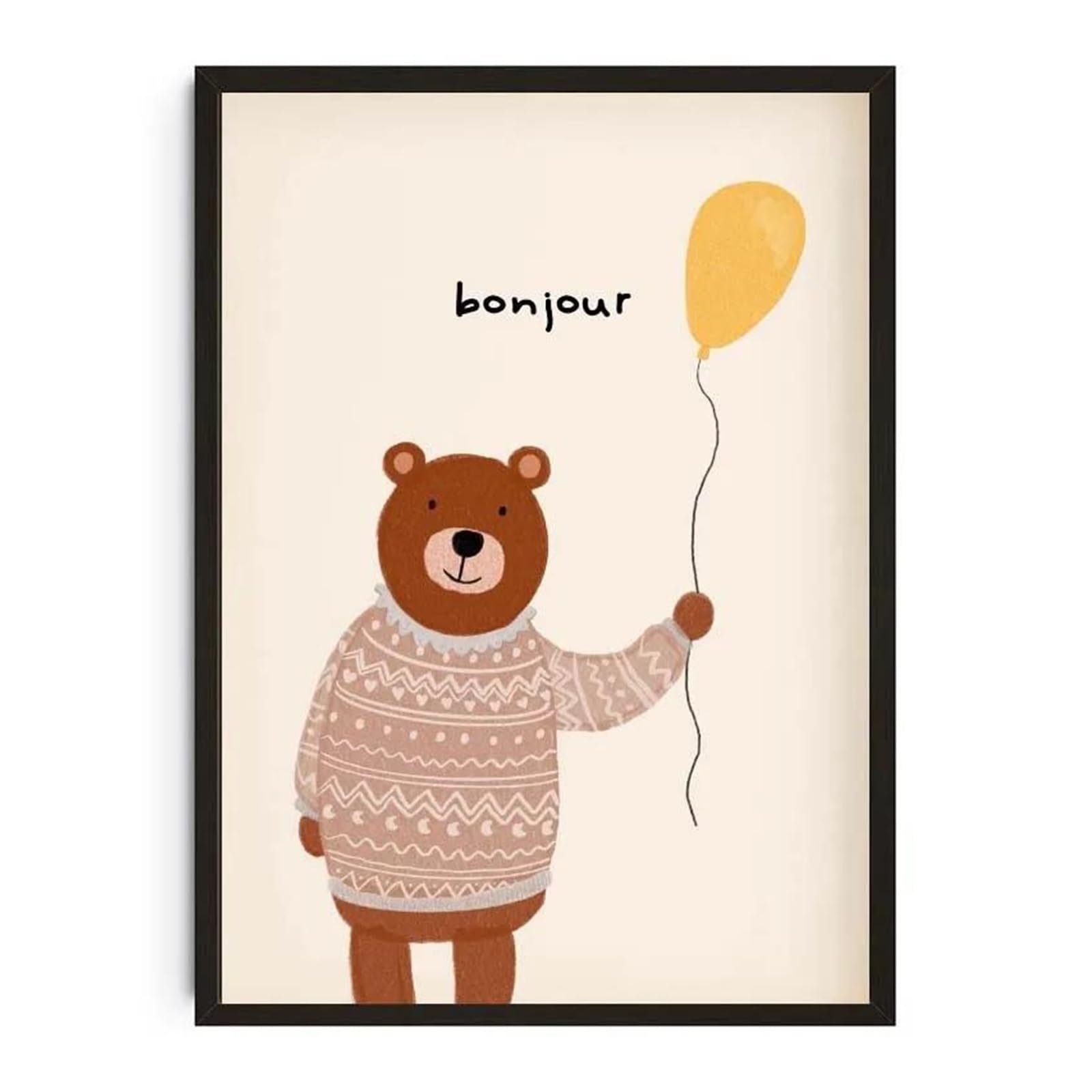 XENITE Wall Art Canvas Prints Animals Poster Prints Nordic Floral Bunnies Nursery Cool Bear Goose Wall Art Whimsical Rabbit Canvas Painting For Kids Room Playroom Decor(D,50x70cm)