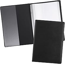 A4 Presentation Display Book, PU Leather Document Folder With 30 Pockets, 60 Sides Portfolio Folder Conference Folder for Business Organizer Interview and Meeting (Black)