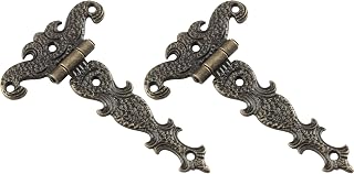 Tee Hinge Zinc Alloy Antique Bronze Decorative T-Hinge Door Hinge, 4.45 "x 2.72" with 1 Screw Package, Suitable for Wooden Cases Cabinets Farms Sheds Cabinets