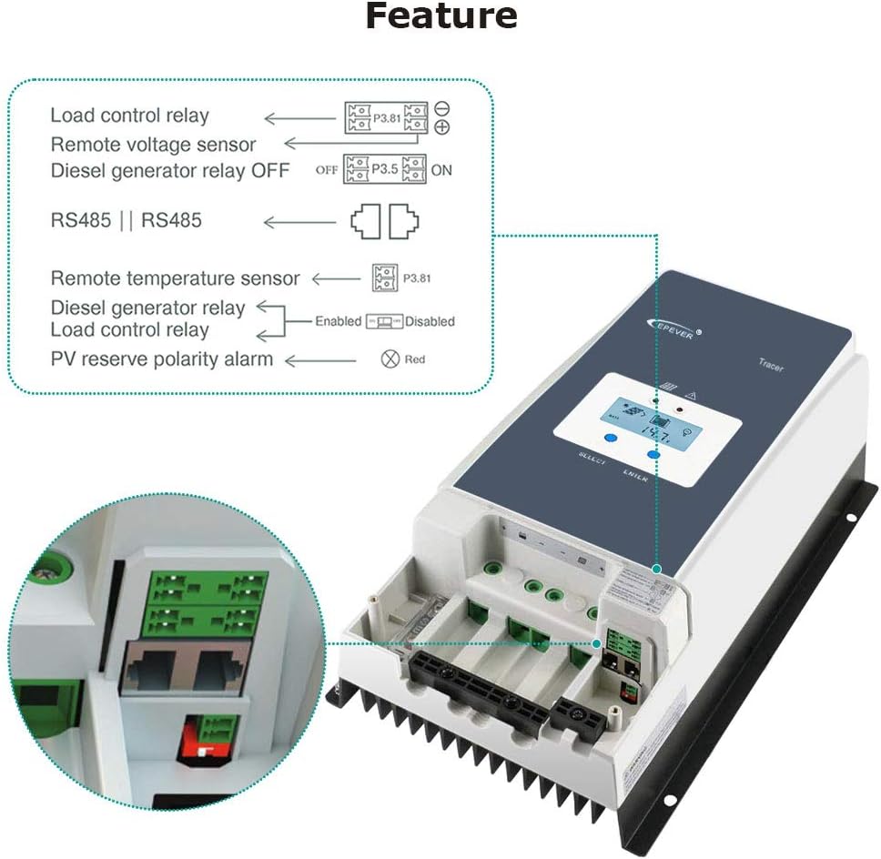 EPEVER Tracer 10415AN connection features diagram