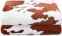 Vista 174 de Fleece Blanket King Size - Oversized Soft Plush Cow Print Throw, Full Size Blankets for Bed & Couch - Lightweight Cute Country Home Decor