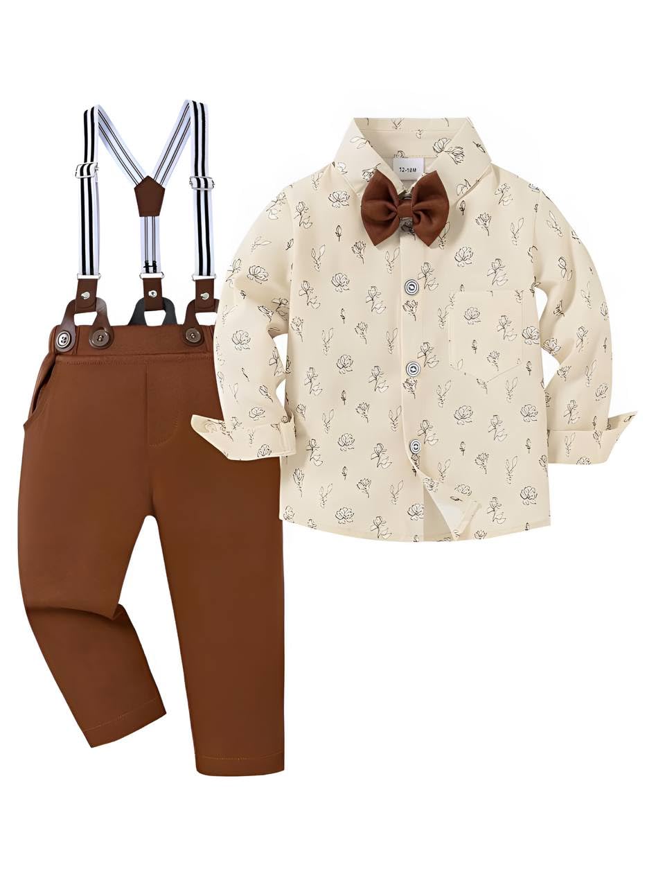 Toddler Boys Formal Outfit Set with Bow Tie & Suspenders – Long Sleeve Shirt and Dress Pants Suit for Wedding, Birthday, Easter, Ring Bearer-picture-16