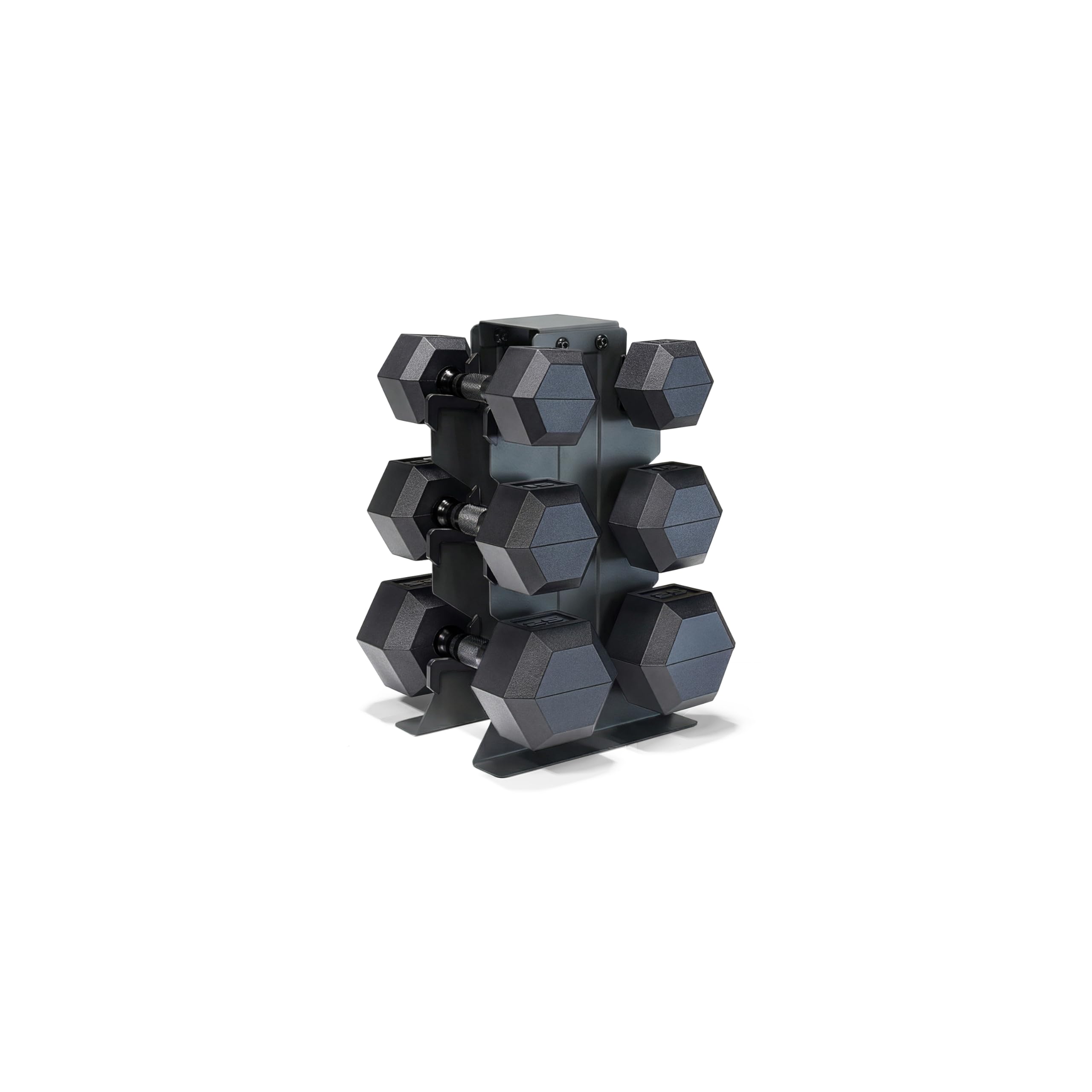CAP Dumbbell Set with Rack, Rubber Coated Hex Free Weight Set | 100–300 lb Options, Vertical Space-Saving Storage for Home Gym Strength Training
