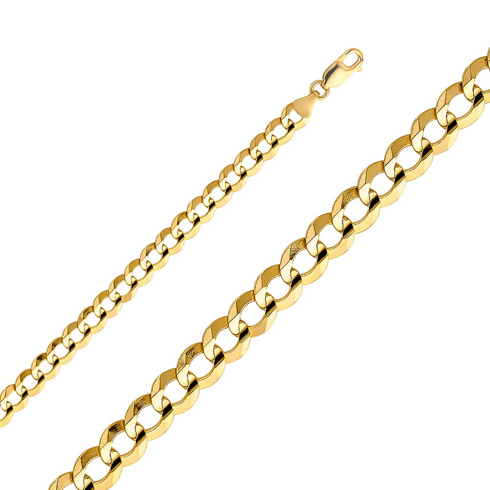 Amazon.com: TGDJ 14k Yellow Gold 7mm Cuban Concave Chain