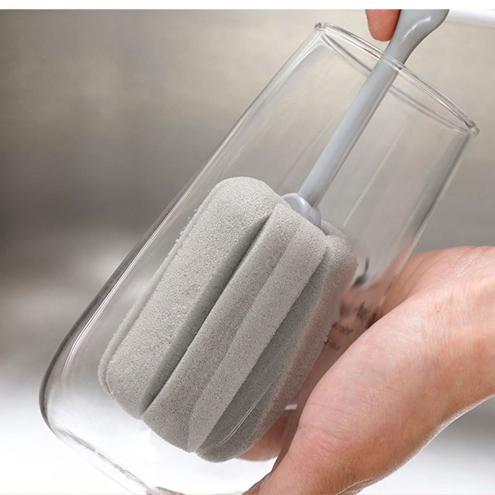 Cepillo de Limpieza de Tazas, Mango Largo, Esponja de Limpieza de Botellas, Limpiador de Tazas de Vino de Leche, Taza de café de Vidrio para el hogar, Cepillo para Tetera