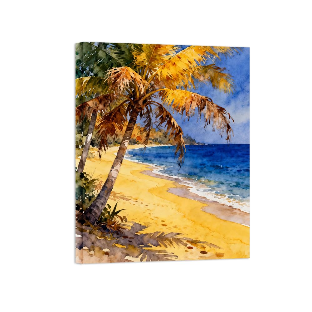 OZPWBVY Autumn Beach Tree Landscape Canvas Prints Ready to Hang 70x90cm Wrapped Canvas