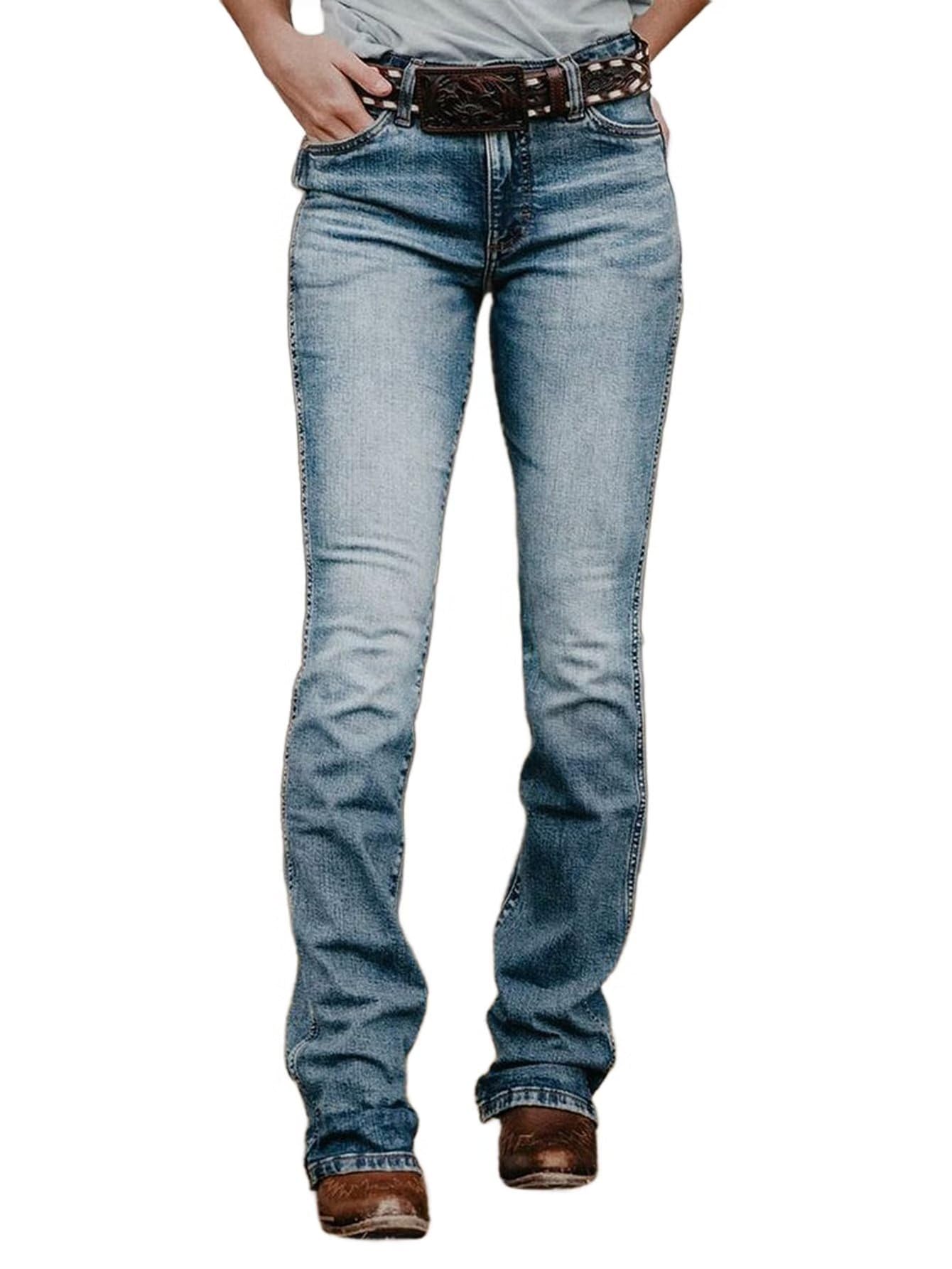 FlamingalsButt Lifting Jeans Trendy Tummy Control Jeans Stretch Boot Cut Jeans