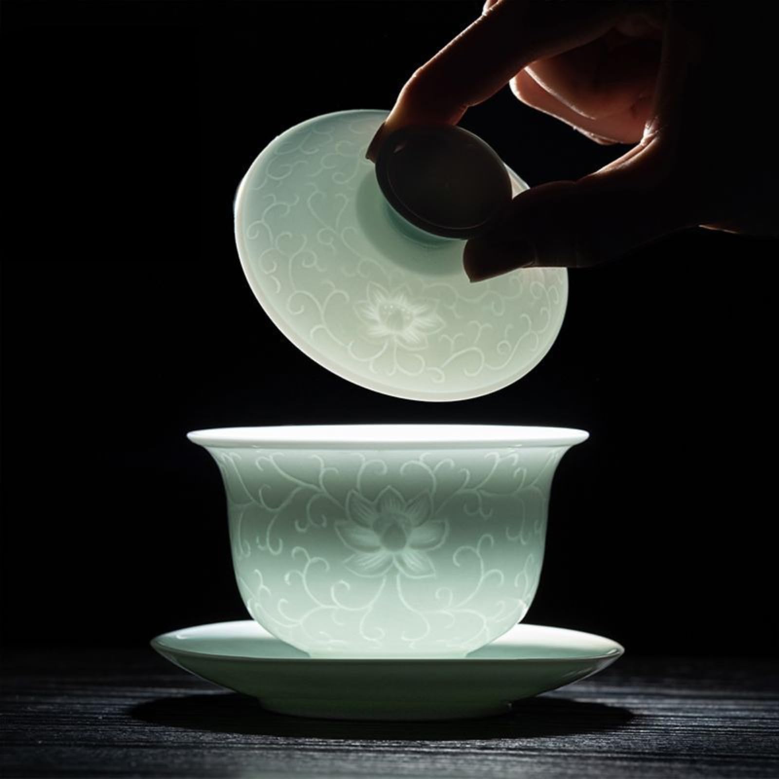 Gaiwan en céramique isolante 150 ml : service à thé Kung Fu anti-brûlure à relief