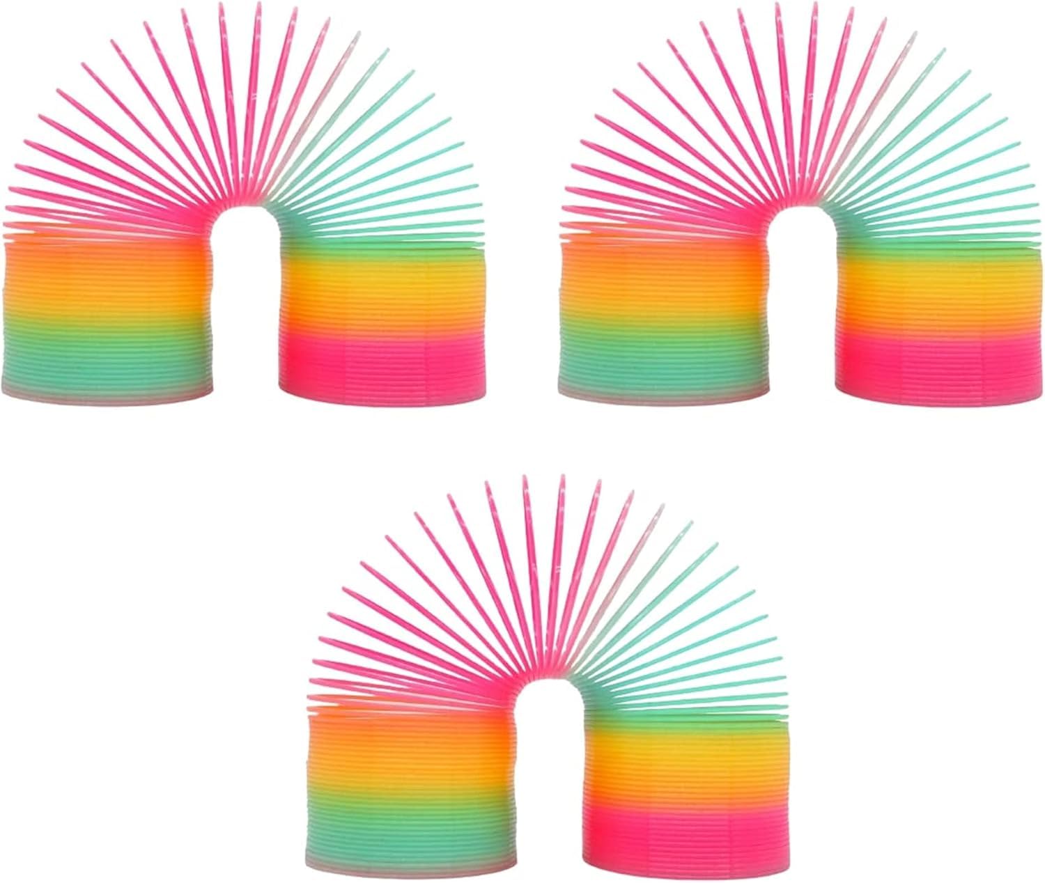 GSV Essentials Expandable Neon Magic Spring, Rainbow Bouncy Stretchy Slinky, Multicolour Fidget Mini Toys, Fun Kids Party Supplies, Plastic (3 PCS)