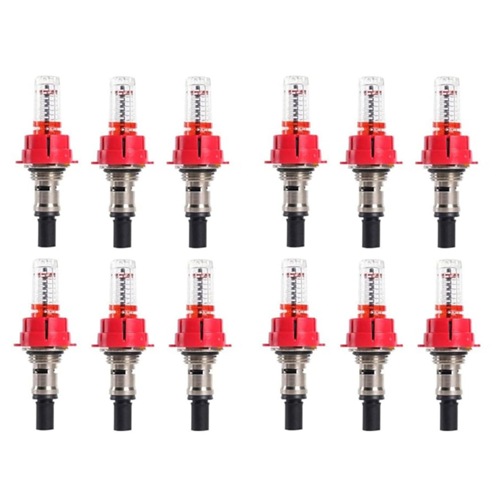 Jnchdghwa Red 12 Pcs Underfloor Heating Manifold Meter, Visual Monitoring Regulator For Underfloor Heating Systems(1/2)