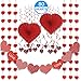 21pc Valentines Day Decoration Set - 2020 NEW Hearts Banner, 2 Heart Fans 14", 6 String Curtain Garlands, 12 LOVE Swirls - For Prom Dance Classroom Wedding Anniversary Birthday Party Supplies