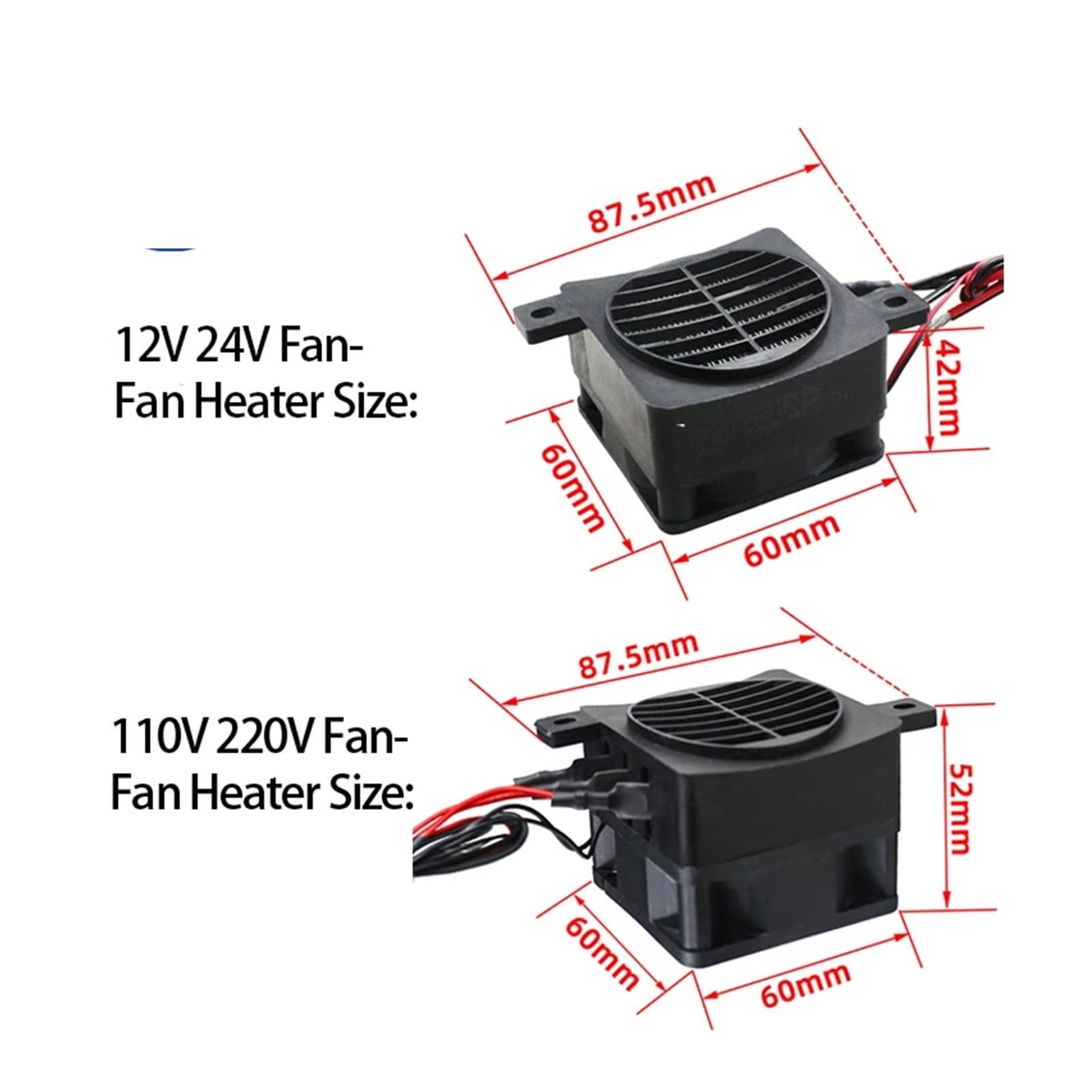 12-220V 50W-400W Inkubator PTC grzałka z wentylatorem elektryczny element grzewczy 12 V 24 V 48 V 110 V 220 V ceramiczny termostatyczny (izolowany) 220 V 150 W)