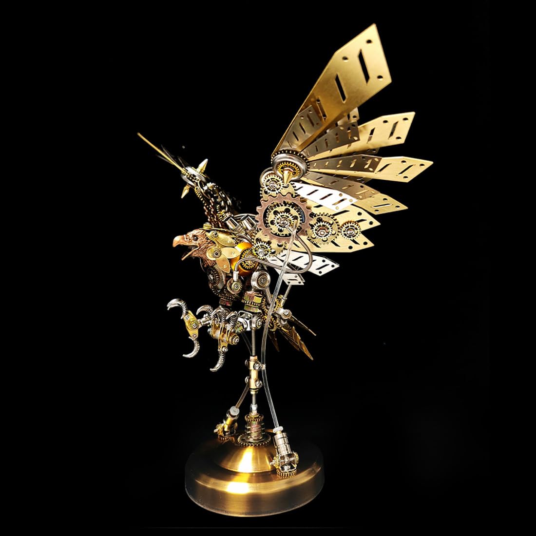 3D Metall Puzzle für Erwachsene, Steampunk Metall Mechanischer Adler Modellbausatz mit LED, 3D Tier Puzzle, Mechanisches Kunstmodell für Desktop Ornaments & Geschenke, 650 Teile