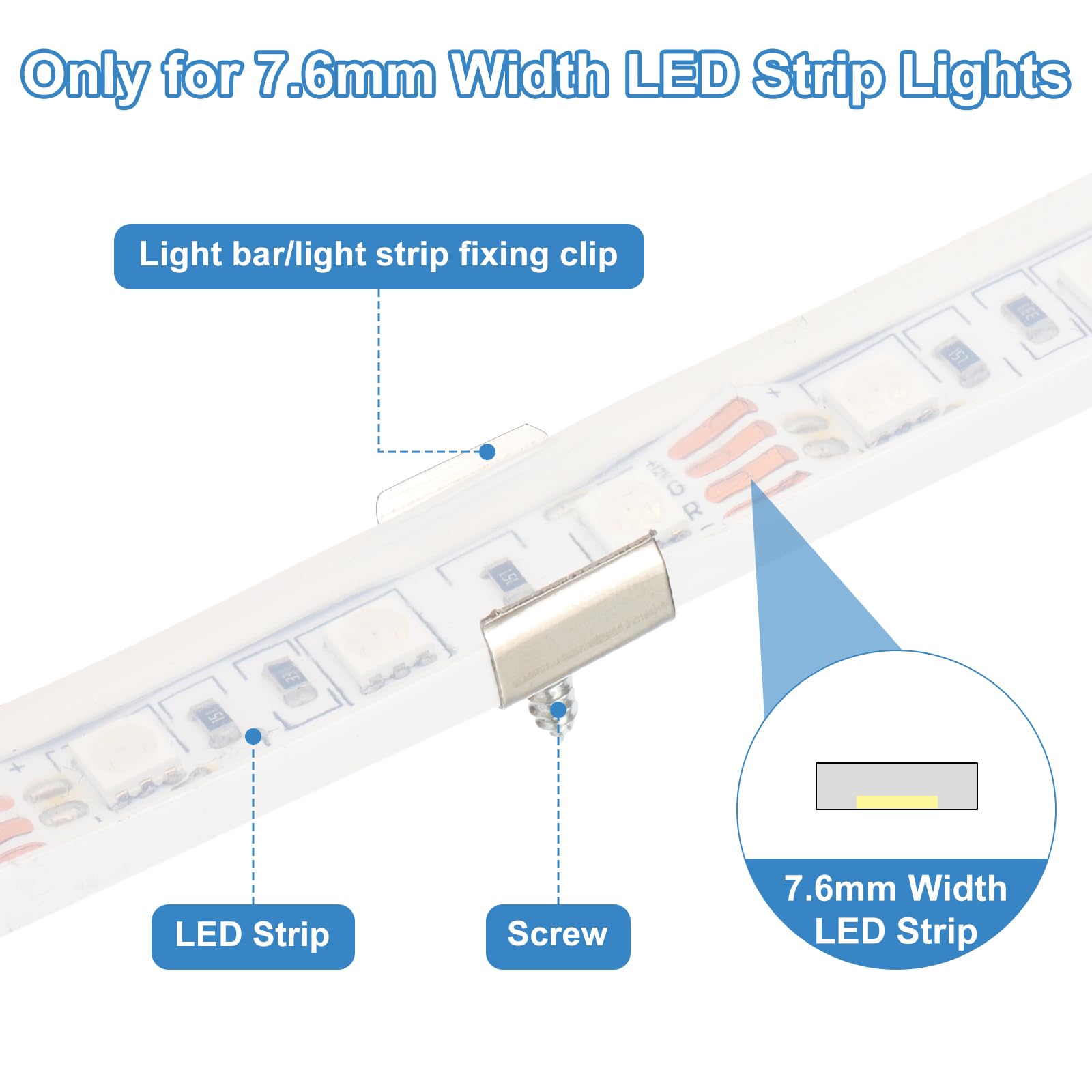 PATIKIL Neon Rope Light Mounting Brackets, 70 Pcs Neon LED Lights Stainless Steel Install Fixing Clips Accessories For 7.6mm Silicone Neon Sign Flex Strip Lighting