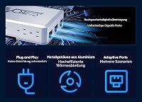 VONETS VS500 Industrie 5 Ports Gigabit Switch Ethernet RJ45 Splitter Extend LAN Netzwerk Port, 4 Ports (10/100/1000Mbps) +1 Uplink Port, Plug&Play Metall Design Universal für Netzwerkgeräte – Ansicht 5