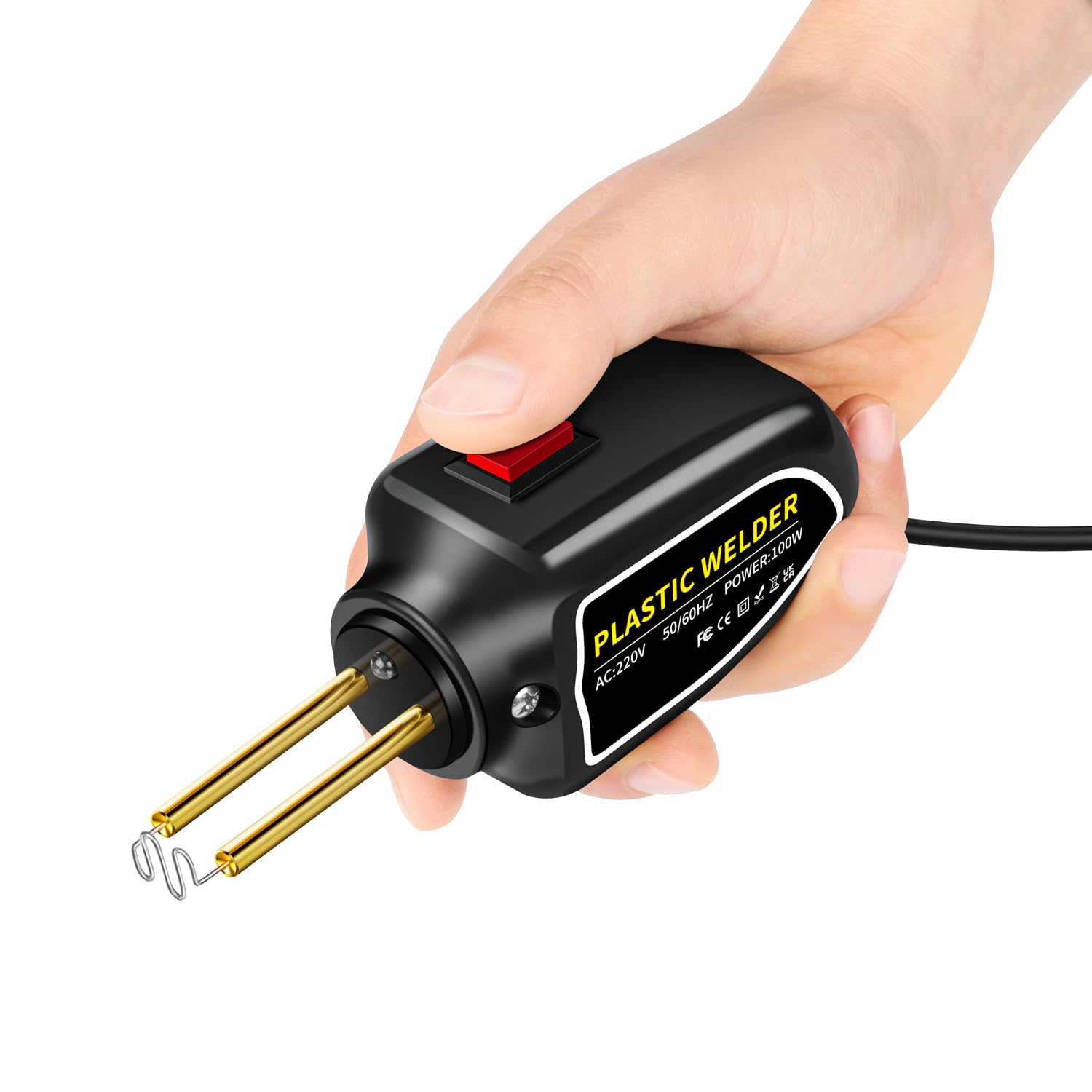 Machine de soudage en plastique 100W, kit de réparation de pare-chocs de voiture, agrafeuse à chaud avec 200 clous de soudage, plat/coin extérieur/coin intérieur/boucles