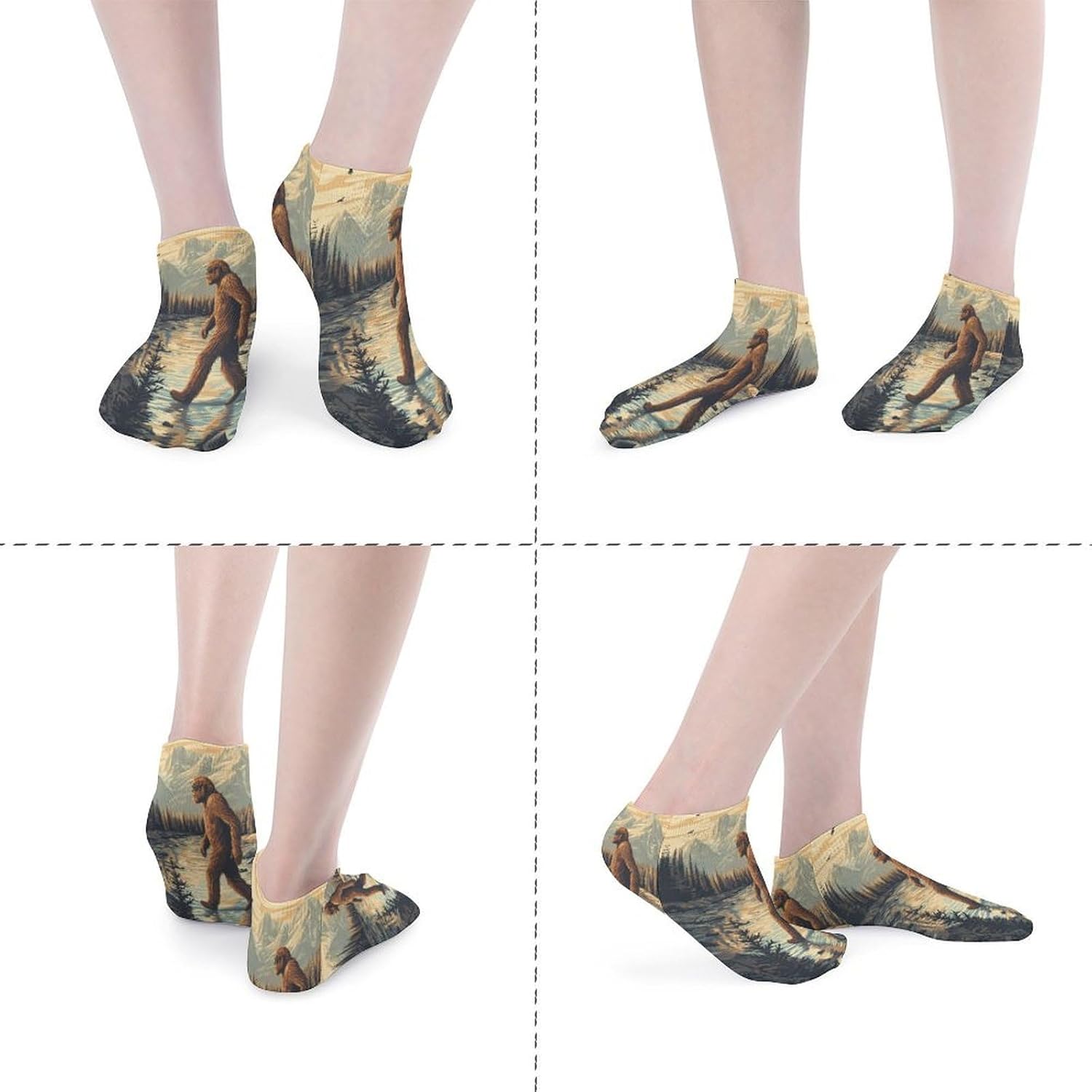 Bigfoot With Eyesglasses Ankle Socks for Men Women Low Cut Crew Sock Casual Sports Clothing