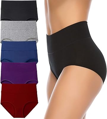 Annenmy Women's High Waist Cotton Underwear Soft Brief Panties Regular and Plus Size