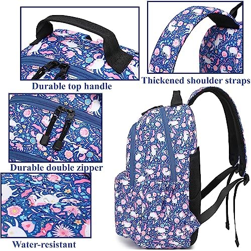 Leaper Cute Cat School Backpack Lightweight Bookbags College Laptop Backapck Travel Daypack Dark Blue — view 5